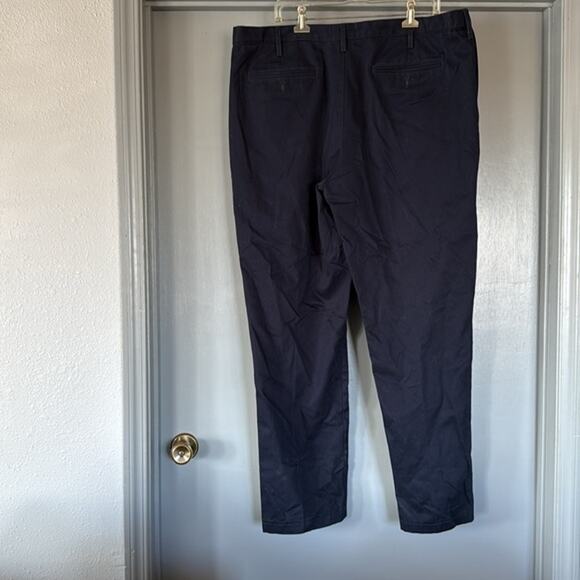 Lands End Men's sz 42 Navy Blue Straight Leg Traditional Fit Zip Front - Picture 2 of 6